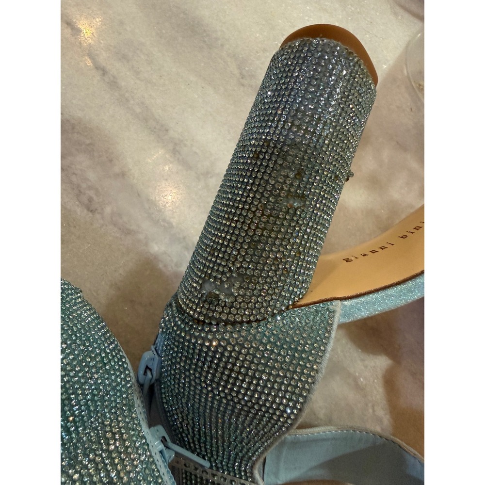 Gianni Bini Womens Sky Blue Rhinestone Block Heel Ankle Strap Sandals Size 10 - Picture 9 of 15